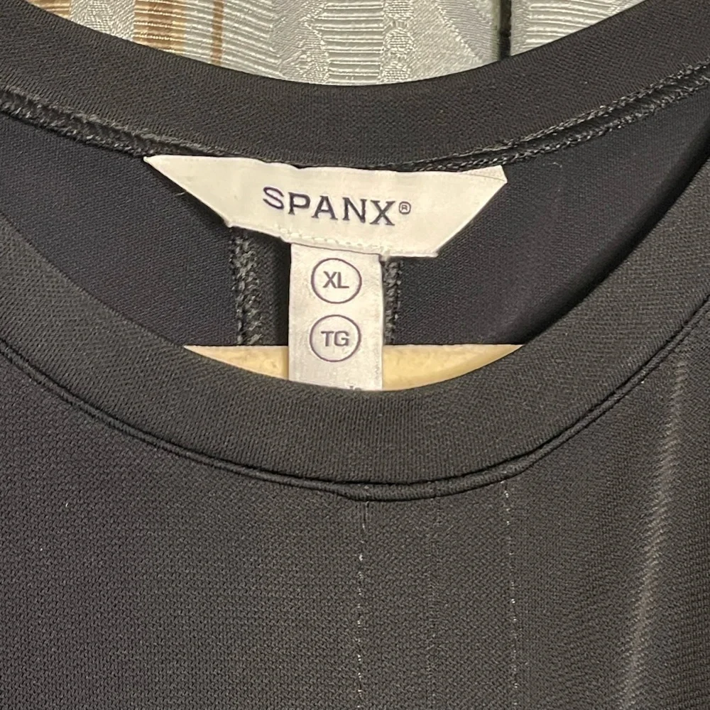SPANX Sleek Jersey Crewneck Ruched Midi Dress Black